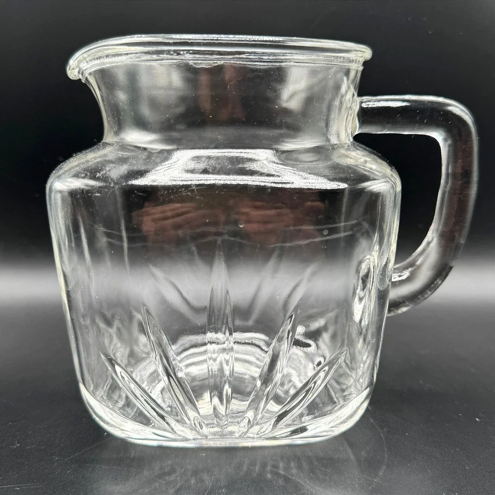 Vtg. Federal Glass Juice Pitcher Atomic Sunrise Star‎ Bottom Square Cottagecore